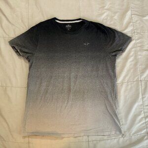 Hollister Gray Gradient Crew Neck Logo Tee Shirt Men sz XL